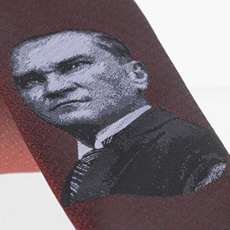 Atatürk ve İmza Desenli Dokuma Bordo Kravat - AK-26