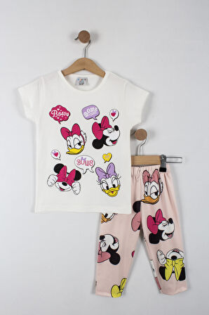 Minnie ve Daisy Duck Baskılı Kız Çocuk Taytlı Alt Üst Takım