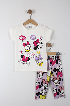 Minnie ve Daisy Duck Baskılı Kız Çocuk Taytlı Alt Üst Takım