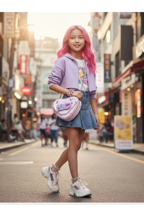Rumi K-Pop Temalı Kız Çocuk Kalp Çanta - Zincir Askılı Ön Cepli Omuz ve Çapraz Çanta