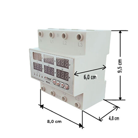 Rcon Rcv 04 Ray Tipi Trifaze Akım Koruyucu Voltaj  Koruyucu 63 A Sigorta