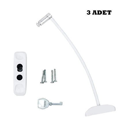 Microcase Çelik Halatlı Anahtarlı Kablolu Pvc Kapı Pencere Emniyet Hırsız Çocuk Güvenlik Kilidi - BEYAZ AL5186 3 ADET