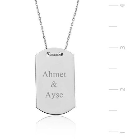 Gümüş İsimli Asker Künyesi Bayan Kolye