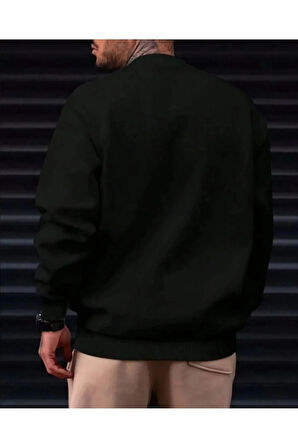 Siyah Oversize Kışlık Sweatshirt