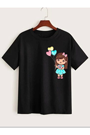 BALONLU KIZ BASKILI ÇOCUK TSHİRT