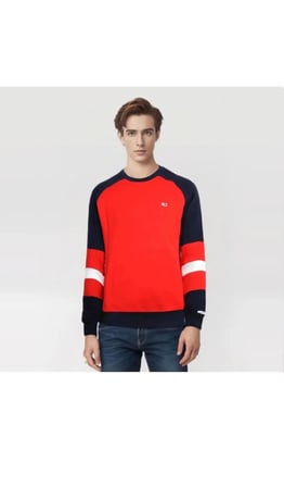 Tommy Hilfiger Erkek Sıfır Yaka Pike Kumaş Sweatshirt 