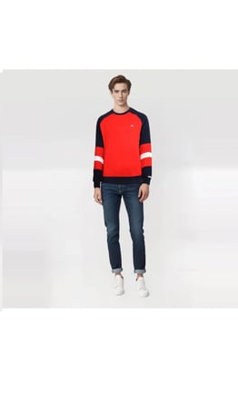 Tommy Hilfiger Erkek Sıfır Yaka Pike Kumaş Sweatshirt 