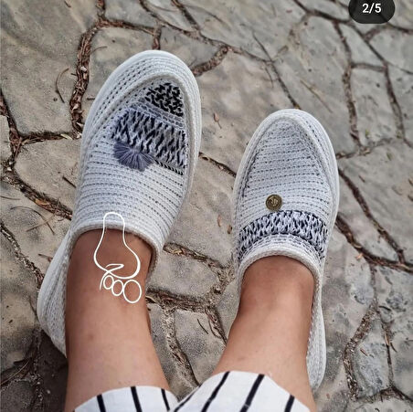 El Dokuması Mavi Nakışlı Kadın Espadril