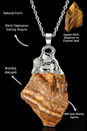 Sertifikalı Ham İşlenmemiş Kaplan Gözü Taşı Kolye