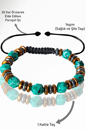 Sertifikalı AAA+ Elmas Kesim Terahertz - Yeşim Taşı Bileklik - Ayarlamalı