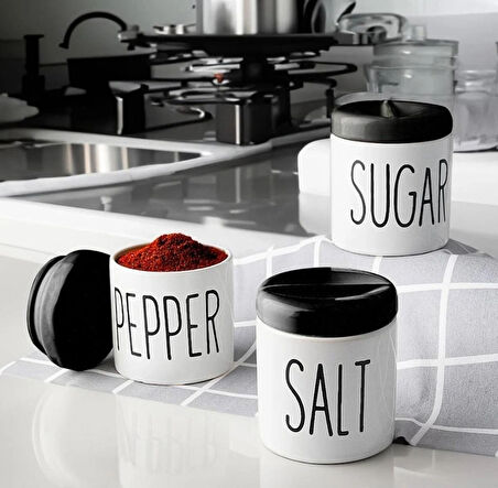 3 Lü Porselen Baharatlık Baharat Takımı Seti