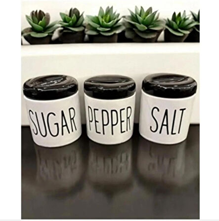 3 Lü Porselen Baharatlık Baharat Takımı Seti