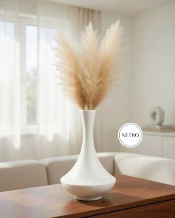 BOMBELİ BOHEM EL YAPIMI ÖZEL SERİ SERAMİK VAZO 32 CM BEYAZ