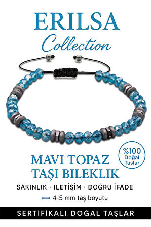 Sertifikalı Fasetli Terahertz – Mavi Topaz Taşı Bileklik (İnce Model) – İletişim, Zihinsel Netlik ve Yüksek Frekans Taşı