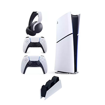 Playstation 5 Slim Dijital Edition + 2 Dualsense + 3D Plus Kulaklık Oyun Konsolu+Şaj cihazı HEDİYE