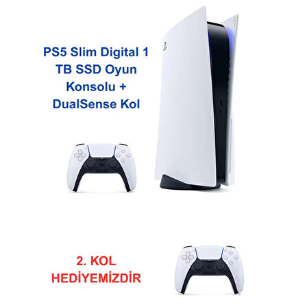 Playstation 5 Slim Dijital Edition + 2 Dualsense + 3D Plus Kulaklık Oyun Konsolu+Şaj cihazı HEDİYE