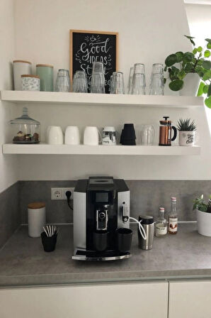 Mutfak Kahve Köşesi Rafı Coffee Bar Gizli Raf 2'li Beyaz Duvar Rafı Set