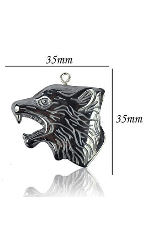 Sertifikalı AAA+ Kurt Model Doğal Taş Hematit Taşı Kolye