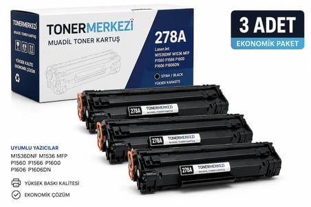 HP CE278A 3 M1536 P1566 P1606 3 Adet UYUMLU MUADİL TONER