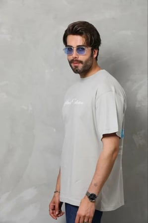 Erkek Baskılı TShirt Kısa Kol Bisiklet Yaka Regular Fit Rahat Kalıp Günlük Tişört