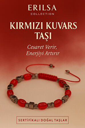 Sertifikalı Kırmızı Kuvars Taşı Bileklik - Cesaret Veren Enerjiyi Artıran Şık Takı