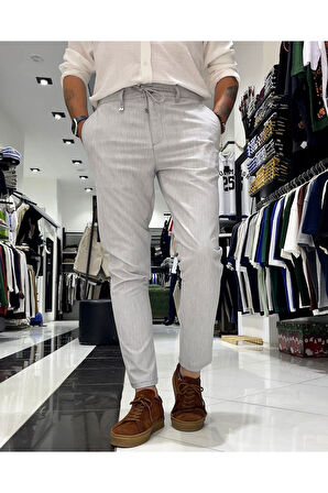 Fitil Dokulu Gofre Kumaş Yüksek Bel Erkek Pantolon