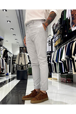 Fitil Dokulu Gofre Kumaş Yüksek Bel Erkek Pantolon