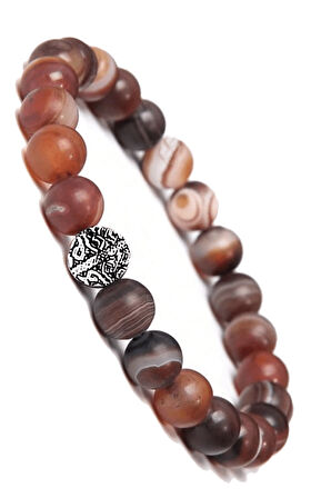 Sertifikalı Ham İşlenmemiş Karneol - Karnelyan Akik Taşı Bileklik - Gümüş Aparatlı