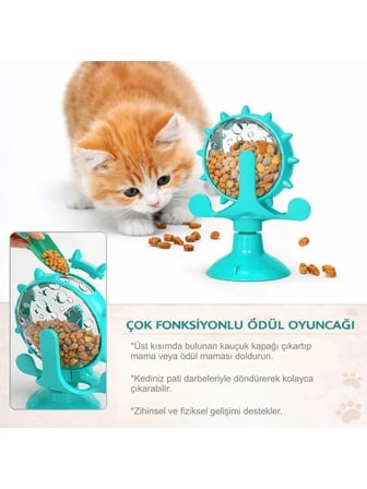 Luve Store İnteraktif Kedi Oyuncağı Döner Hazneli Mama Dağıtıcı Ödül Oyuncağı Zeka Geliştirici