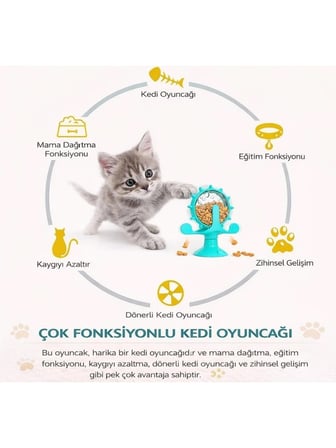 Luve Store İnteraktif Kedi Oyuncağı Döner Hazneli Mama Dağıtıcı Ödül Oyuncağı Zeka Geliştirici