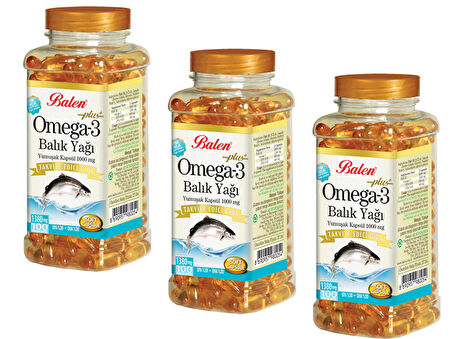 3 Adet Balen Omega 3 Balık Yağı Yumuşak Kapsül 1380 Mg 100 Kapsül