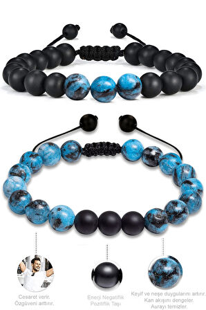 Sertifikalı Apatit Taşı Doğal Taş Bileklik Seti