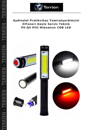 Aydinalet Pratikcihaz Tamiratyardimcisi ElFeneri Güçlü Servis Teknik PS-Q5 Pilli Mıknatıslı COB LED