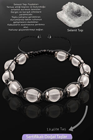 Sertifikalı Ham İşlenmemiş Gerçek Terahertz - Selenit Taşı Bileklik