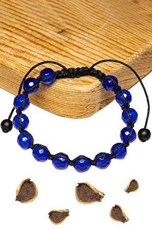 Sertifikalı Fasetli Mavi Akik Taşı Bileklik