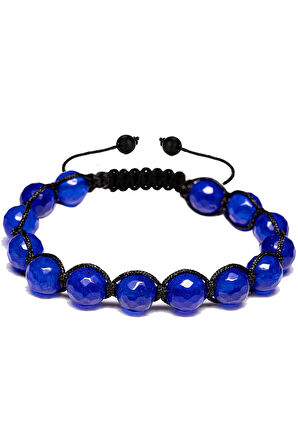 Sertifikalı Fasetli Mavi Akik Taşı Bileklik