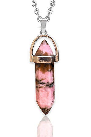 Sertifikalı Çivi Model Rodonit Taşı Kolye (RODOKROZİT TAŞI)