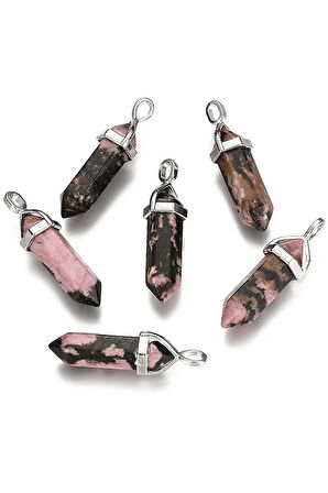 Sertifikalı Çivi Model Rodonit Taşı Kolye (RODOKROZİT TAŞI)