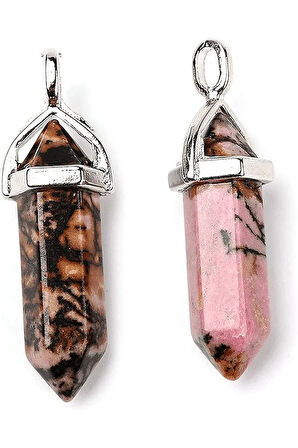 Sertifikalı Çivi Model Rodonit Taşı Kolye (RODOKROZİT TAŞI)