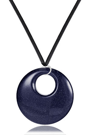 Sertifikalı Deri İpli Doğal Mavi Yıldız Taşı Kolye