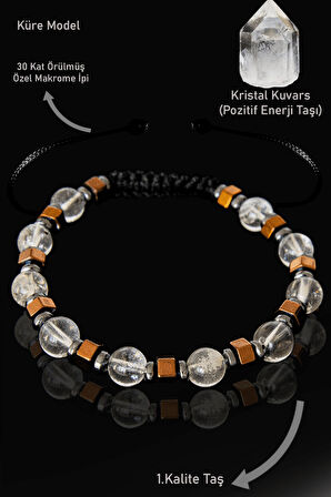 Sertifikalı Gerçek Rose Hematit - Kristal Kuvars Taşı Bileklik - 6 mm