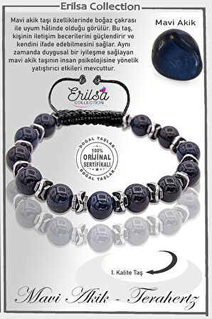 Sertifikalı Gerçek Fasetli Hematit - Mavi Akik Taşı Bileklik