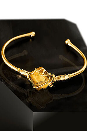 Sertifikalı Kelepçe Model Ayarlamalı Aaa Kaplan Gözü Taşı Bileklik - Kararmaz