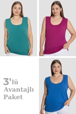 Yumuşak Doku Günlük Giyim Dört Mevsim Kadın Pamuklu Büyük Beden Kalın Askılı Atlet 3'lü Paket