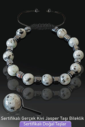 Sertifikalı Gerçek Kivi Jasper Taşı Bileklik - Ayarlamalı