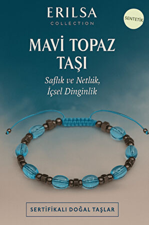 Sertifikalı Sentetik Mavi Topaz Taşı Bileklik - Saflık Netlik ve İçsel Dinginlik