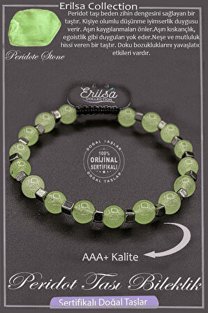 Sertifikalı AAA+ Kalite Gerçek Terahertz - Peridot Taşı Bileklik