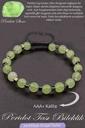 Sertifikalı AAA+ Kalite Gerçek Terahertz - Peridot Taşı Bileklik