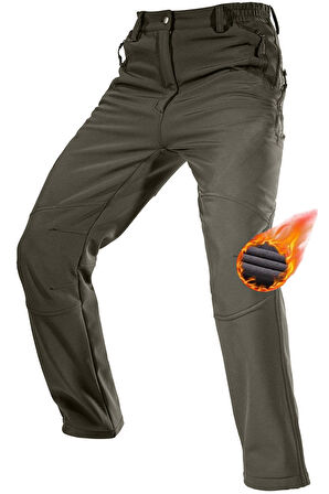 Ghassy Co. Erkek Çift Katmanlı Ultra Kalın Kışlık Kayak Motorcu Outdoor Softshell Pantolon