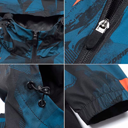 Ghassy Co. Erkek Su ve Rüzgar Geçirmez Göğüs Fermuar Gizli Cep Spor Yağmurluk 